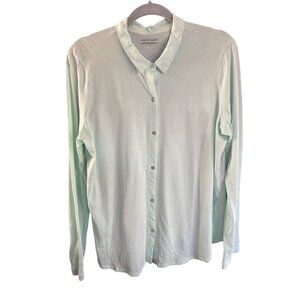 Eileen Fisher Womens Long Sleeve Button-Up Shirt Light Green